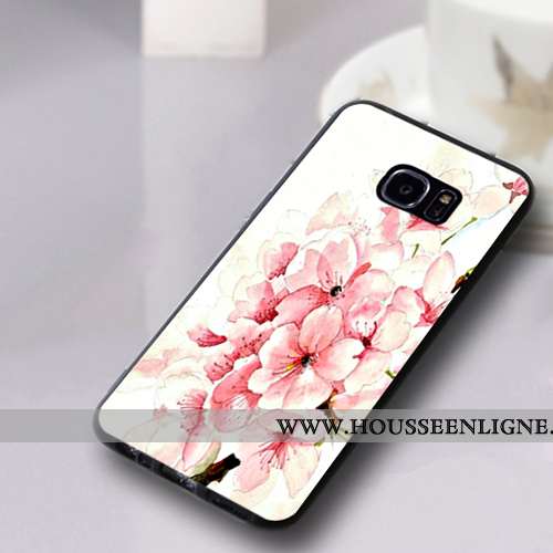 Coque Samsung Galaxy S7 Edge Silicone Protection Fluide Doux Étui Incassable Étoile Rouge Noir