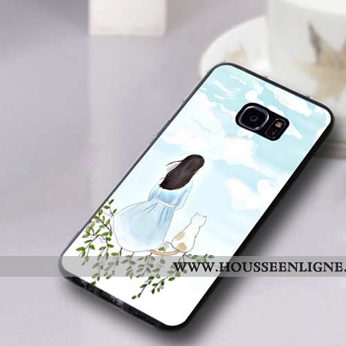 Coque Samsung Galaxy S7 Edge Silicone Protection Fluide Doux Étui Incassable Étoile Rouge Noir