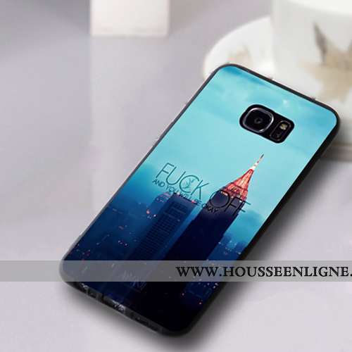 Coque Samsung Galaxy S7 Edge Silicone Protection Fluide Doux Étui Incassable Étoile Rouge Noir