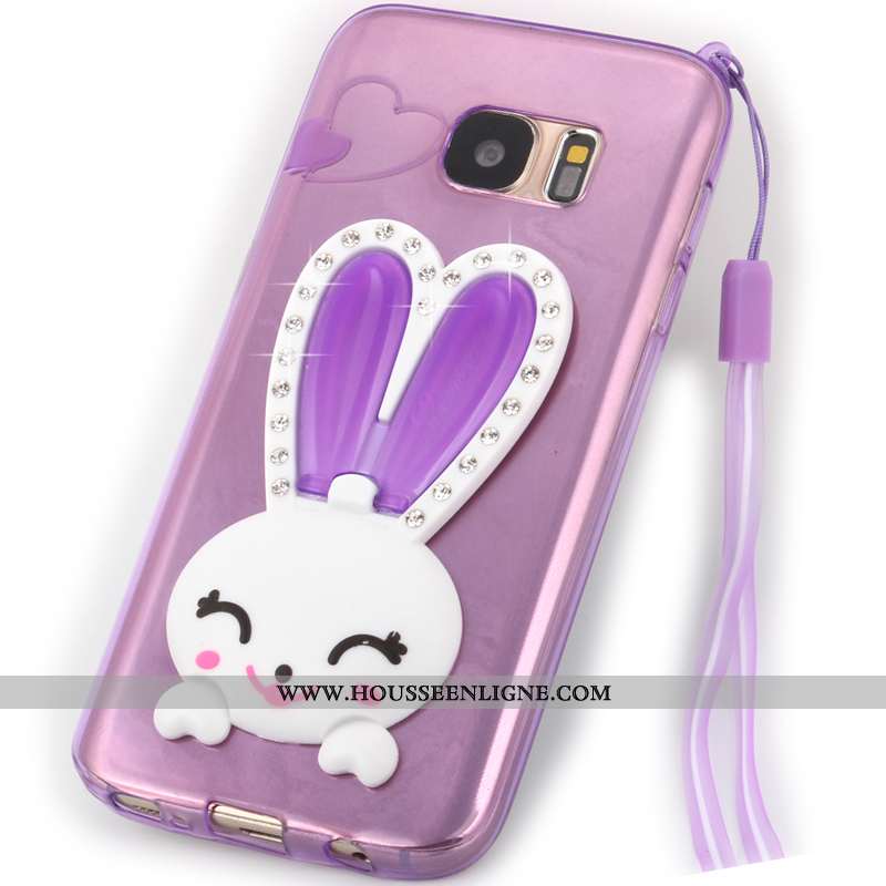 Coque Samsung Galaxy S7 Fluide Doux Transparent Violet Lapin Étoile Téléphone Portable