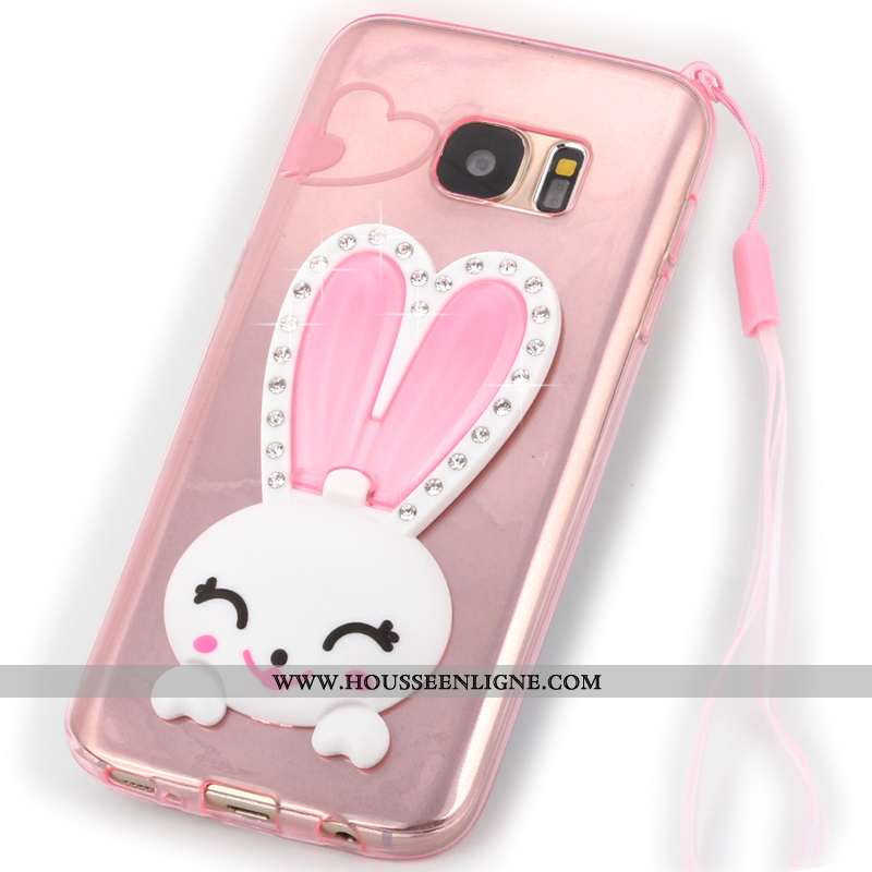Coque Samsung Galaxy S7 Fluide Doux Transparent Violet Lapin Étoile Téléphone Portable
