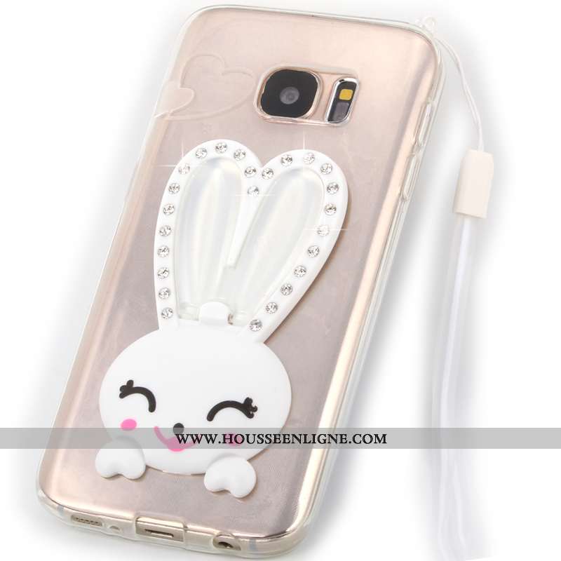 Coque Samsung Galaxy S7 Fluide Doux Transparent Violet Lapin Étoile Téléphone Portable