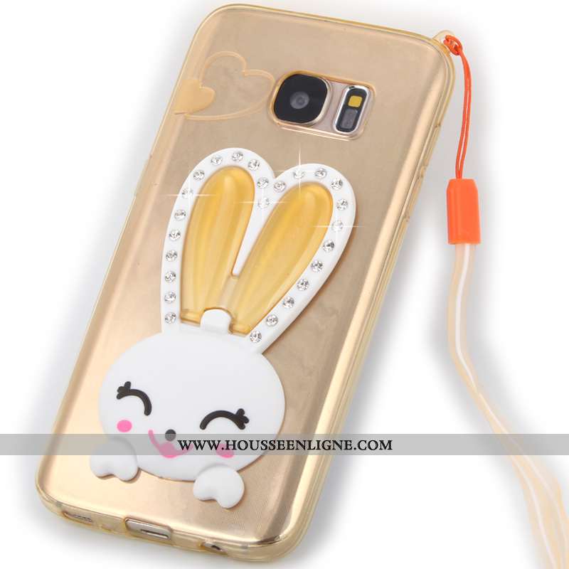 Coque Samsung Galaxy S7 Fluide Doux Transparent Violet Lapin Étoile Téléphone Portable