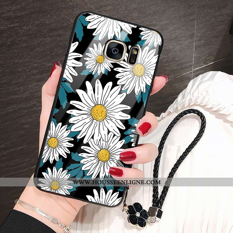Coque Samsung Galaxy S7 Fluide Doux Verre Téléphone Portable Créatif Personnalité Incassable Dentell