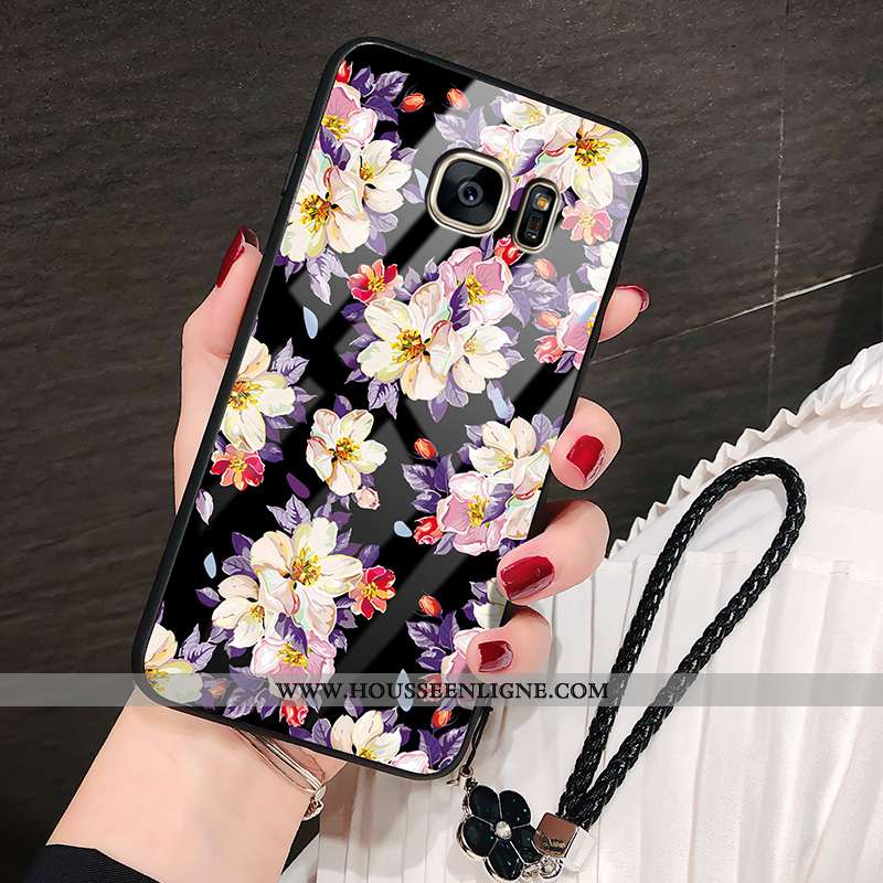 Coque Samsung Galaxy S7 Fluide Doux Verre Téléphone Portable Créatif Personnalité Incassable Dentell