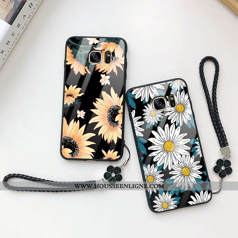 Coque Samsung Galaxy S7 Fluide Doux Verre Téléphone Portable Créatif Personnalité Incassable Dentell