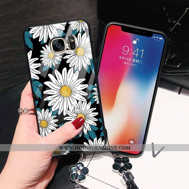 Coque Samsung Galaxy S7 Fluide Doux Verre Téléphone Portable Créatif Personnalité Incassable Dentell