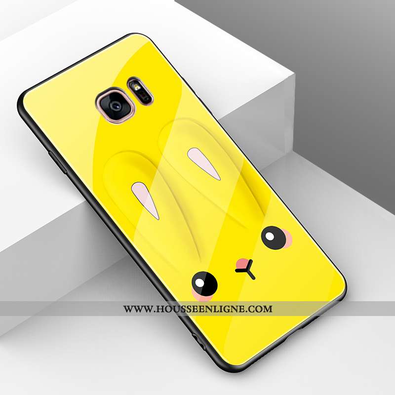 Coque Samsung Galaxy S7 Légère Fluide Doux Protection Lapin Simple Incassable Verre Jaune