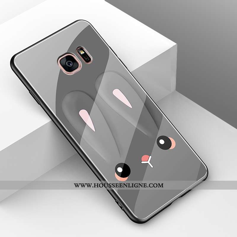 Coque Samsung Galaxy S7 Légère Fluide Doux Protection Lapin Simple Incassable Verre Jaune