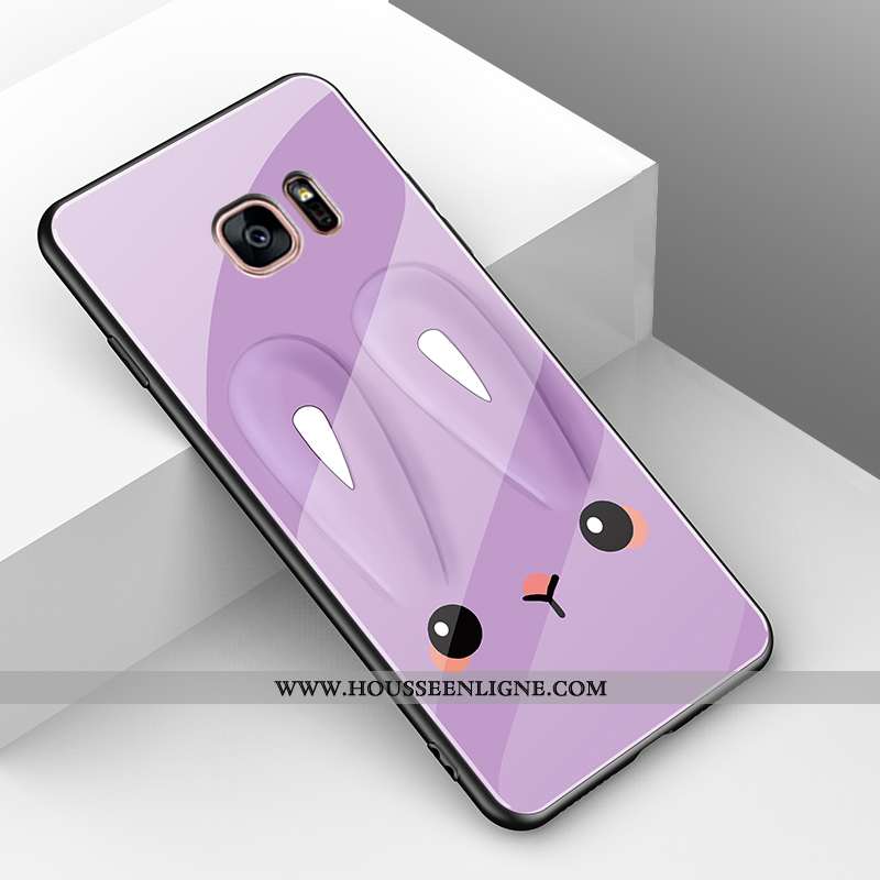 Coque Samsung Galaxy S7 Légère Fluide Doux Protection Lapin Simple Incassable Verre Jaune