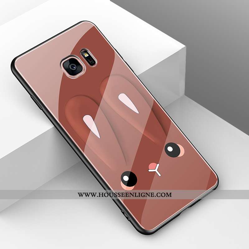 Coque Samsung Galaxy S7 Légère Fluide Doux Protection Lapin Simple Incassable Verre Jaune