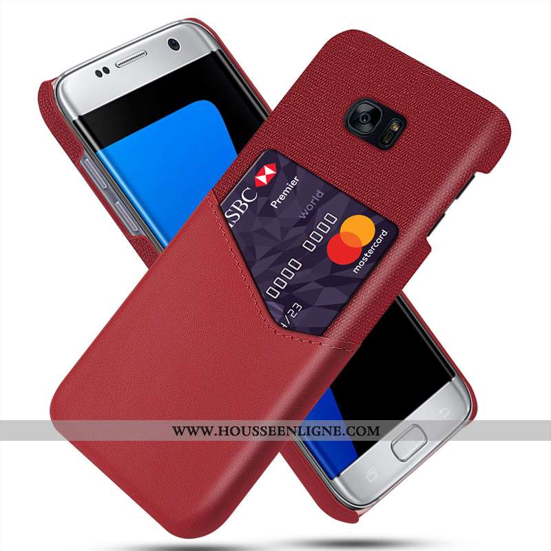 Coque Samsung Galaxy S7 Protection Cuir Modèle Fleurie Tissu Carte Bleu Marin Bleu Foncé