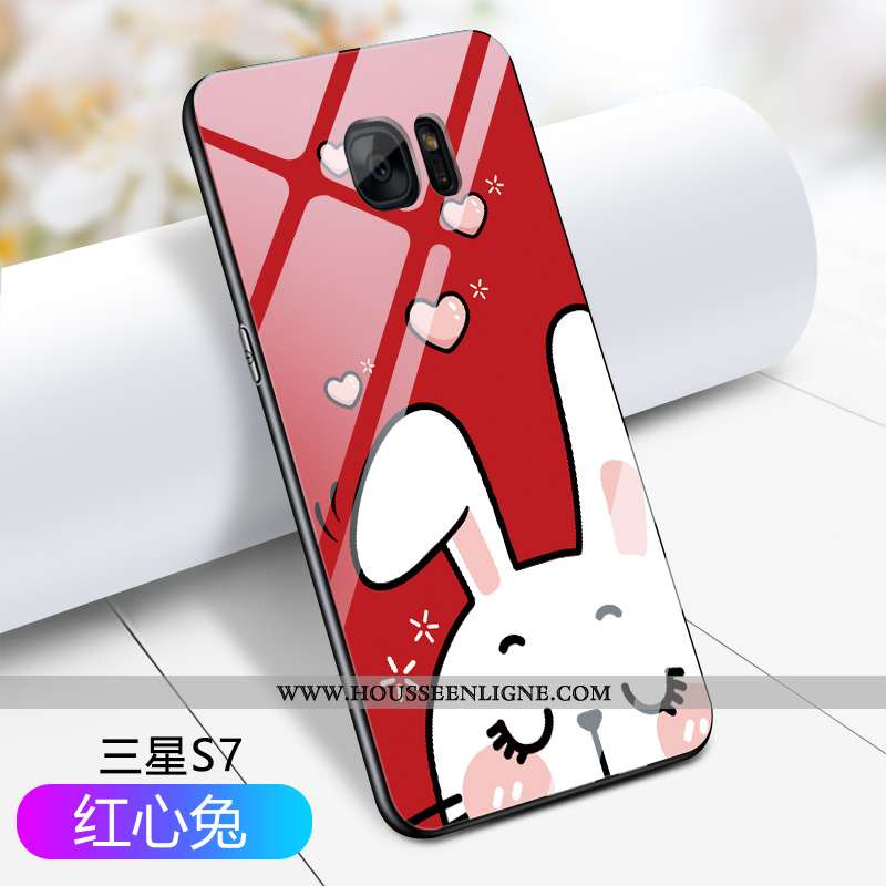 Coque Samsung Galaxy S7 Silicone Mode Personnalité Tout Compris Miroir Verre Rouge