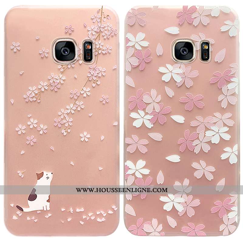 Coque Samsung Galaxy S7 Silicone Protection Net Rouge Nouveau Rose Créatif Étui