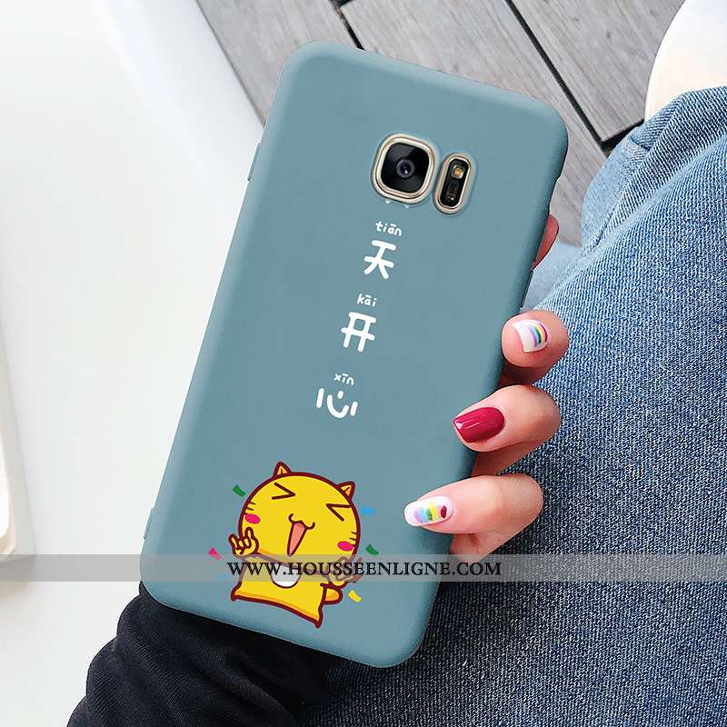 Coque Samsung Galaxy S7 Tendance Légère Étoile Protection Silicone Incassable Chat Bleu