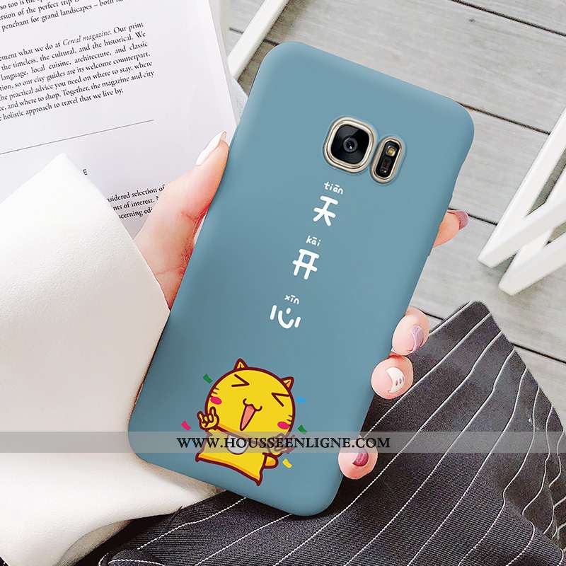 Coque Samsung Galaxy S7 Tendance Légère Étoile Protection Silicone Incassable Chat Bleu