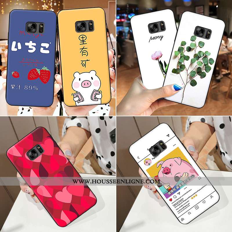 Coque Samsung Galaxy S7 Tendance Personnalité Téléphone Portable Étoile Net Rouge Blanc Blanche