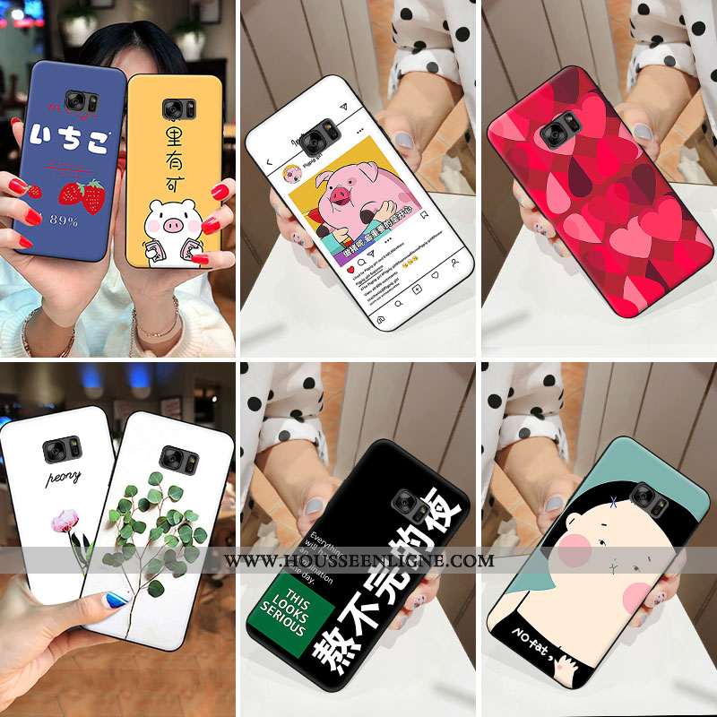 Coque Samsung Galaxy S7 Tendance Personnalité Téléphone Portable Étoile Net Rouge Blanc Blanche