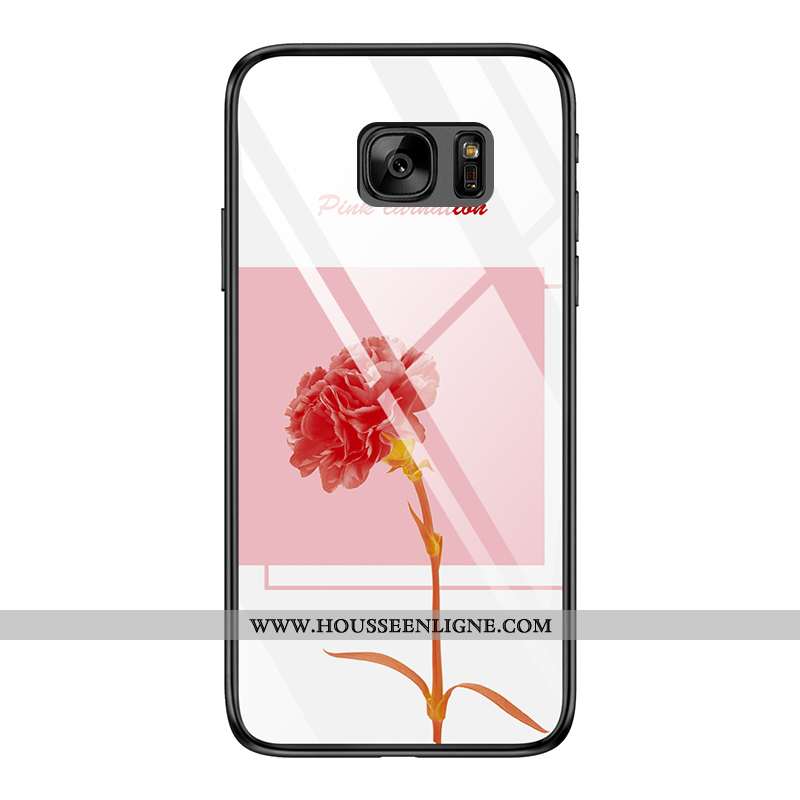 Coque Samsung Galaxy S7 Verre Fluide Doux Étoile Rose Silicone Étui