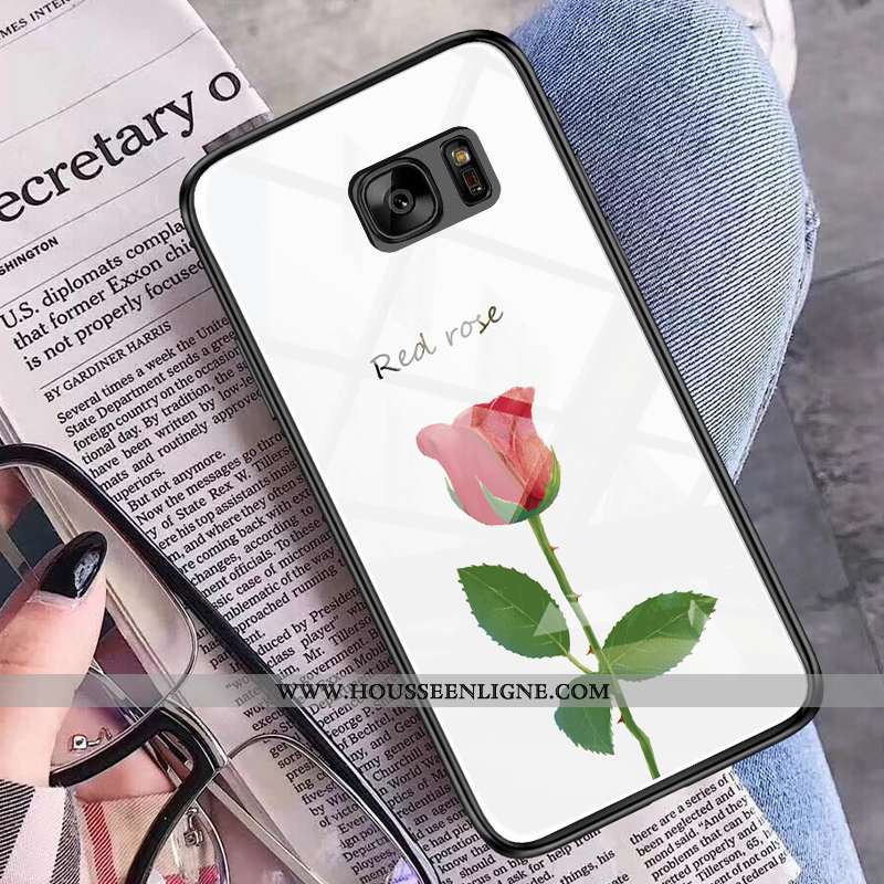 Coque Samsung Galaxy S7 Verre Fluide Doux Étoile Rose Silicone Étui