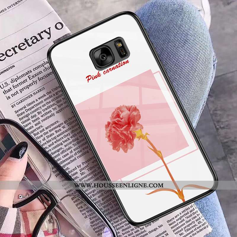 Coque Samsung Galaxy S7 Verre Fluide Doux Étoile Rose Silicone Étui