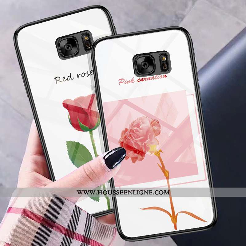 Coque Samsung Galaxy S7 Verre Fluide Doux Étoile Rose Silicone Étui