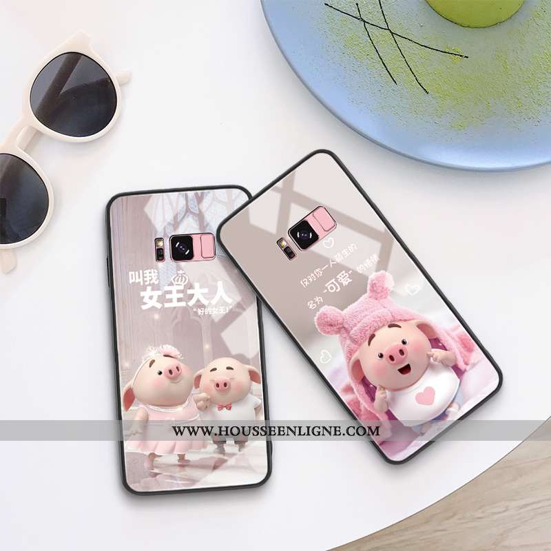 Coque Samsung Galaxy S8 Charmant Tendance Incassable Verre Protection Étui Téléphone Portable Rose