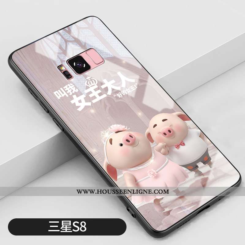 Coque Samsung Galaxy S8 Charmant Tendance Incassable Verre Protection Étui Téléphone Portable Rose