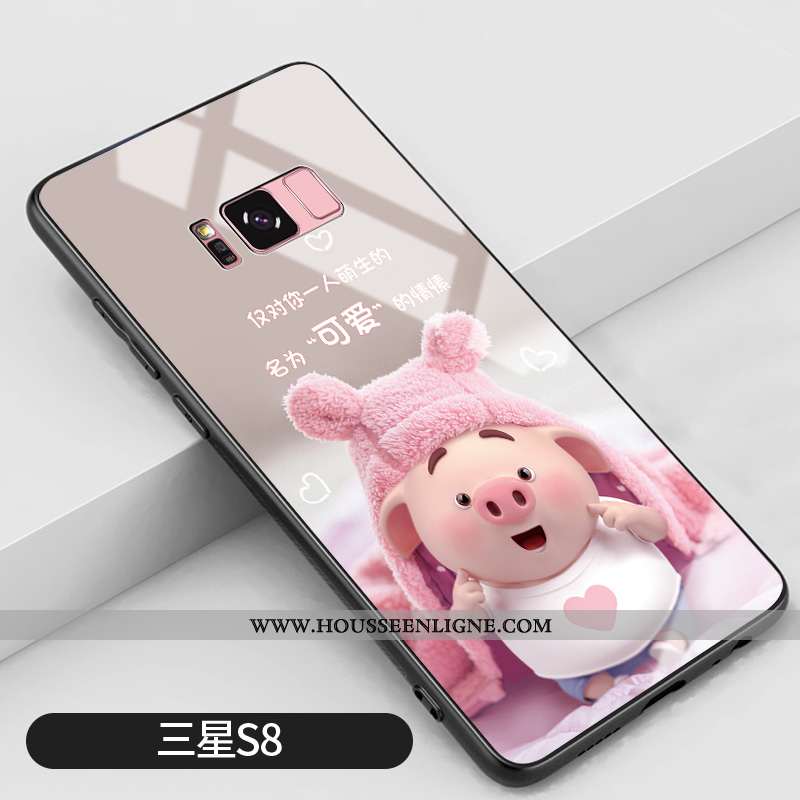Coque Samsung Galaxy S8 Charmant Tendance Incassable Verre Protection Étui Téléphone Portable Rose