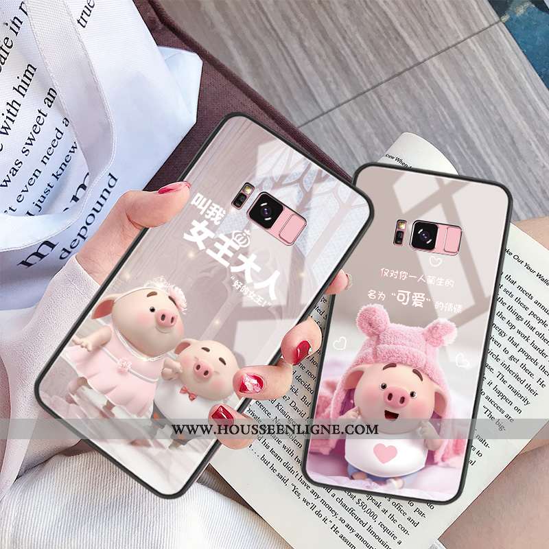 Coque Samsung Galaxy S8 Charmant Tendance Incassable Verre Protection Étui Téléphone Portable Rose
