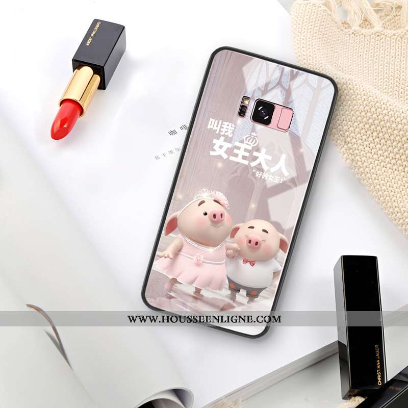 Coque Samsung Galaxy S8 Charmant Tendance Incassable Verre Protection Étui Téléphone Portable Rose