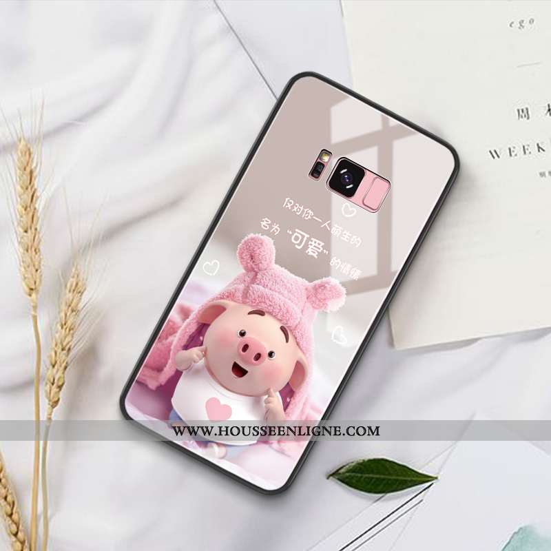Coque Samsung Galaxy S8 Charmant Tendance Incassable Verre Protection Étui Téléphone Portable Rose