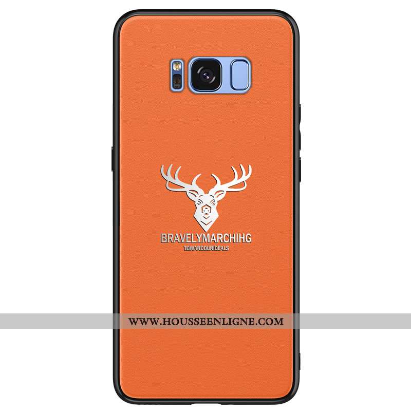 Coque Samsung Galaxy S8+ Créatif Tendance Cuir Incassable Étui Personnalité Tout Compris Orange