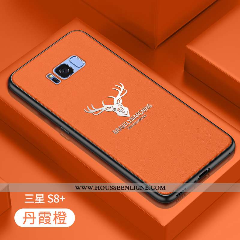 Coque Samsung Galaxy S8+ Créatif Tendance Cuir Incassable Étui Personnalité Tout Compris Orange