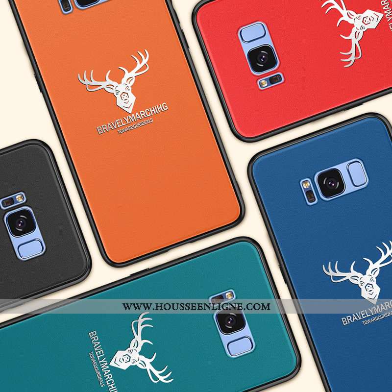 Coque Samsung Galaxy S8+ Créatif Tendance Cuir Incassable Étui Personnalité Tout Compris Orange