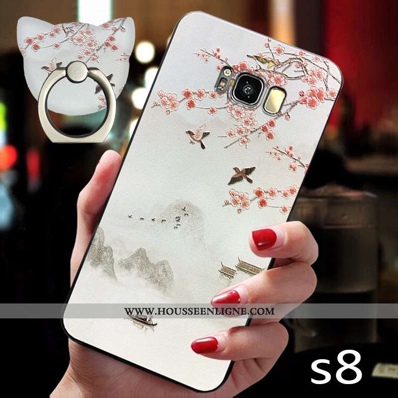 Coque Samsung Galaxy S8 Créatif Vintage Téléphone Portable Étoile Net Rouge Silicone Délavé En Daim 