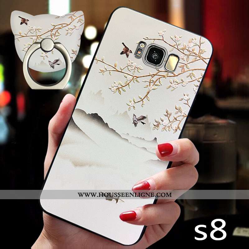 Coque Samsung Galaxy S8 Créatif Vintage Téléphone Portable Étoile Net Rouge Silicone Délavé En Daim 