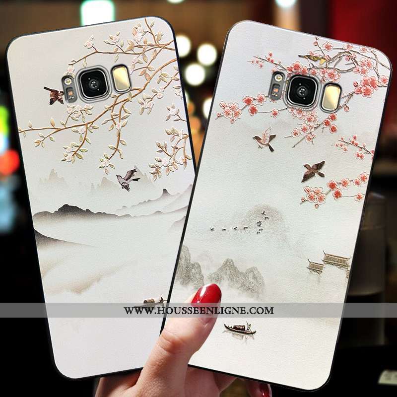 Coque Samsung Galaxy S8 Créatif Vintage Téléphone Portable Étoile Net Rouge Silicone Délavé En Daim 