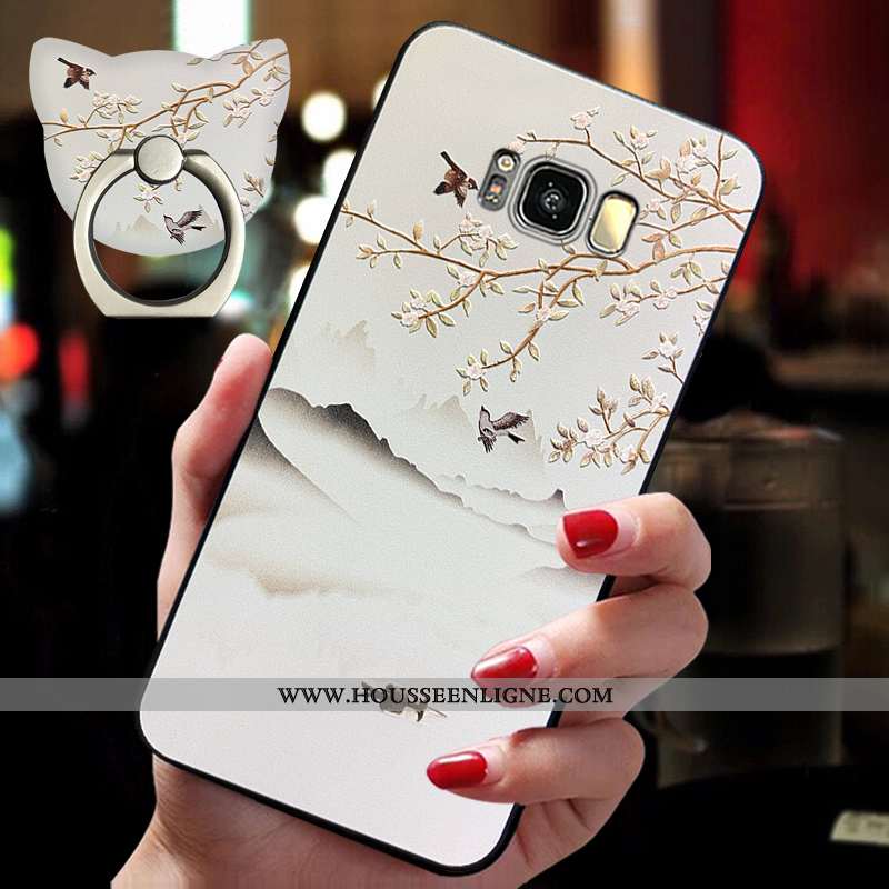 Coque Samsung Galaxy S8 Créatif Vintage Téléphone Portable Étoile Net Rouge Silicone Délavé En Daim 