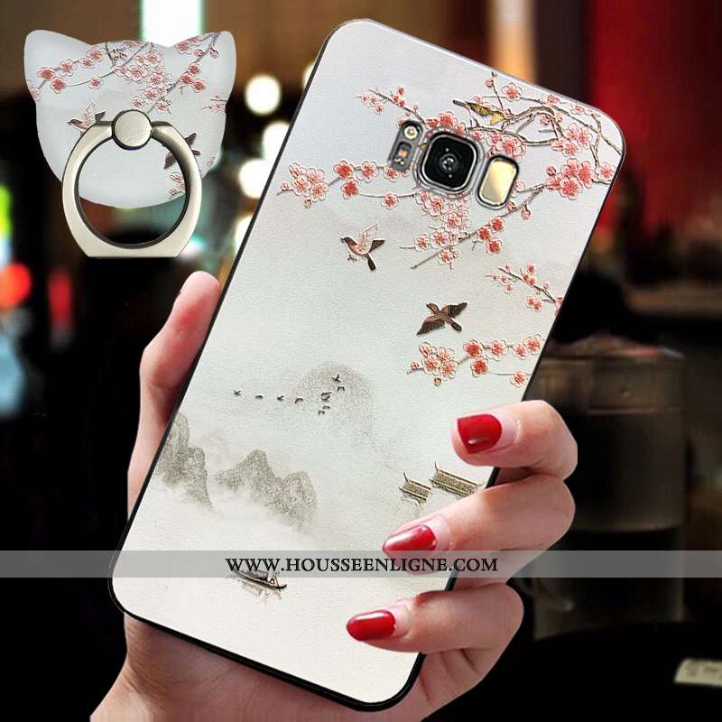 Coque Samsung Galaxy S8 Créatif Vintage Téléphone Portable Étoile Net Rouge Silicone Délavé En Daim 