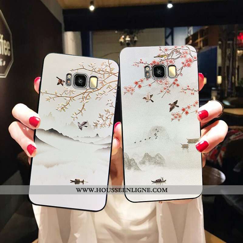 Coque Samsung Galaxy S8 Créatif Vintage Téléphone Portable Étoile Net Rouge Silicone Délavé En Daim 