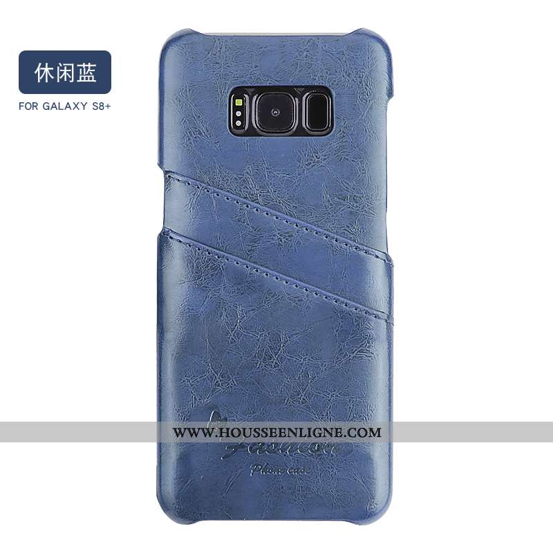 Coque Samsung Galaxy S8+ Cuir Fluide Doux Tendance Bleu Légère Protection Vent