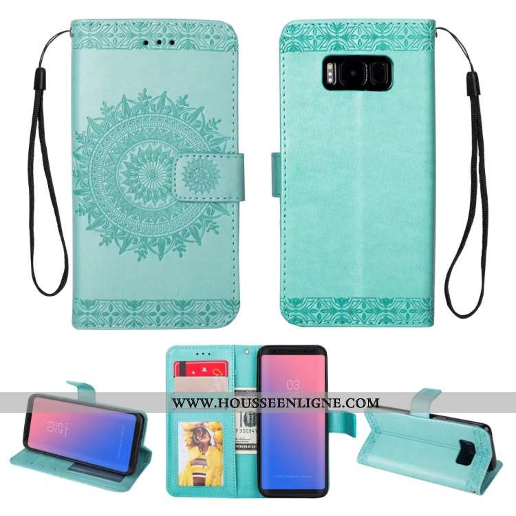 Coque Samsung Galaxy S8 Cuir Fluide Doux Étui Téléphone Portable Protection Tout Compris Étoile Bleu