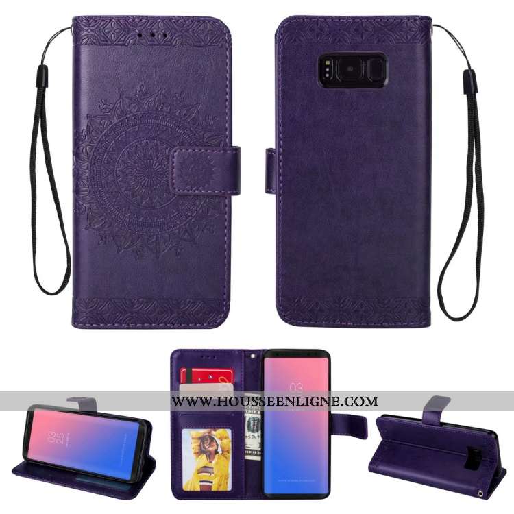 Coque Samsung Galaxy S8 Cuir Fluide Doux Étui Téléphone Portable Protection Tout Compris Étoile Bleu