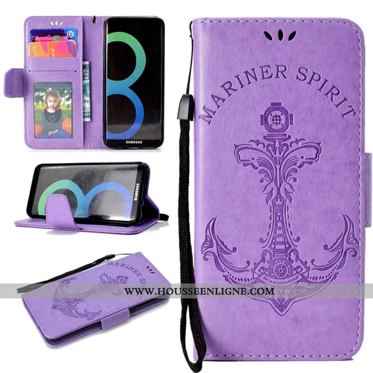 Coque Samsung Galaxy S8 Portefeuille Cuir Carte Housse Tout Compris Support Violet