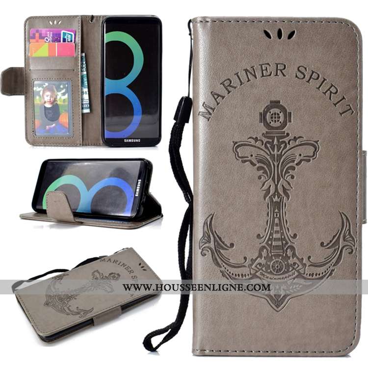 Coque Samsung Galaxy S8 Portefeuille Cuir Carte Housse Tout Compris Support Violet