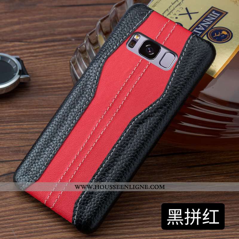 Coque Samsung Galaxy S8+ Protection Personnalité Bleu Créatif Étui Cuir Véritable