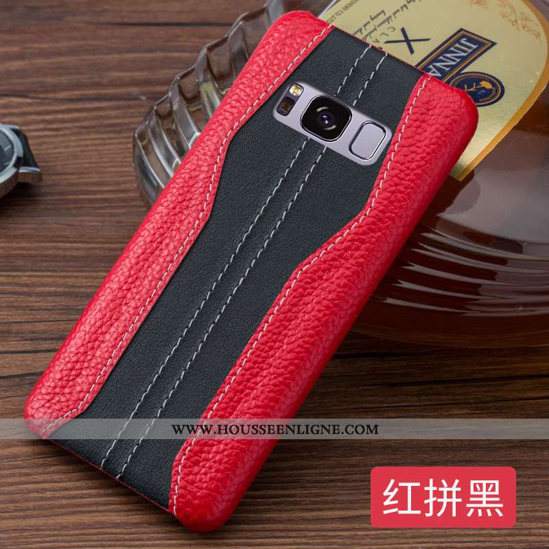 Coque Samsung Galaxy S8+ Protection Personnalité Bleu Créatif Étui Cuir Véritable