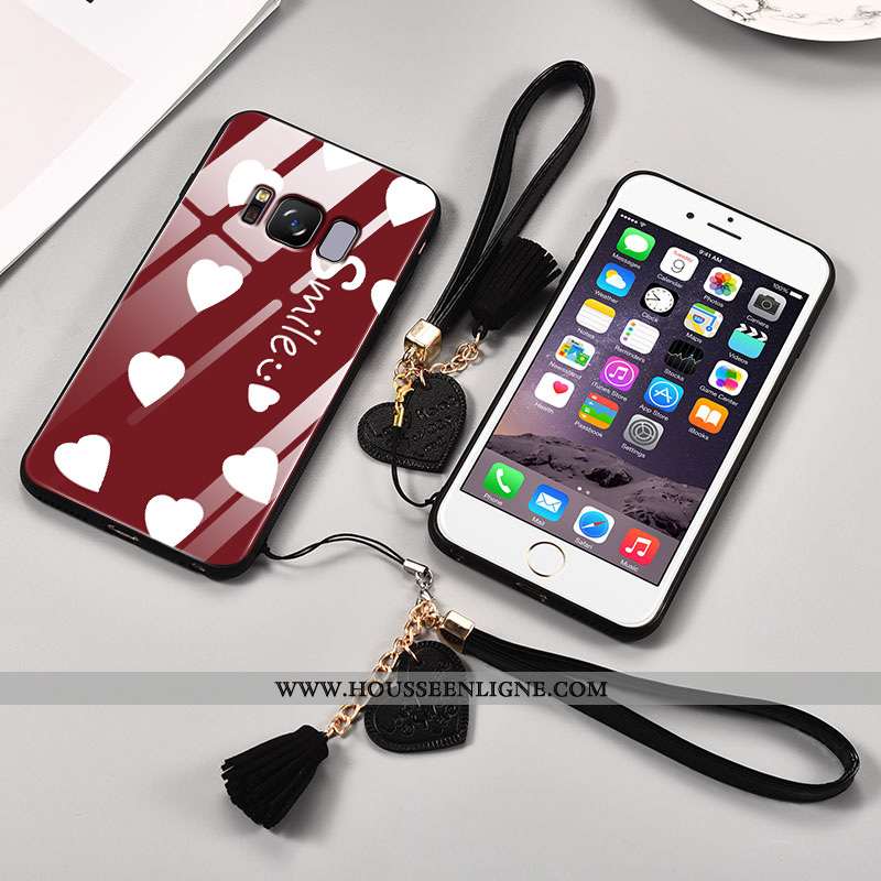 Coque Samsung Galaxy S8+ Protection Verre Rouge Fluide Doux Téléphone Portable Amour Amoureux