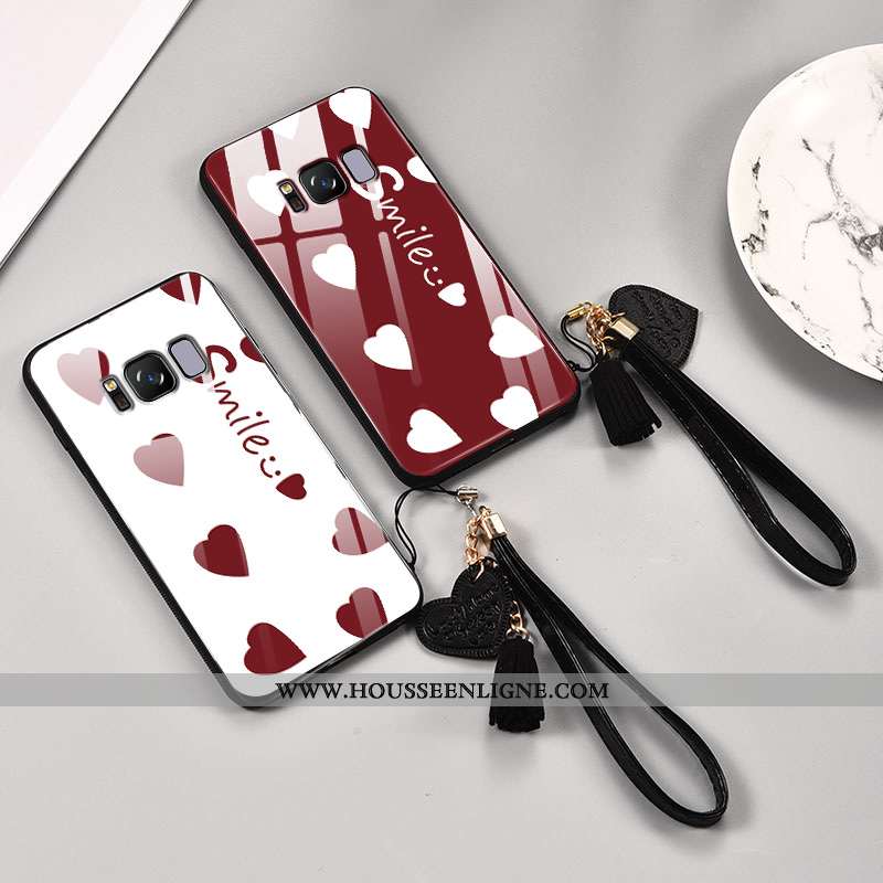 Coque Samsung Galaxy S8+ Protection Verre Rouge Fluide Doux Téléphone Portable Amour Amoureux